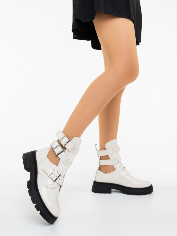 Ghete dama albe din piele ecologica Bhavya, 3 - Kalapod.net