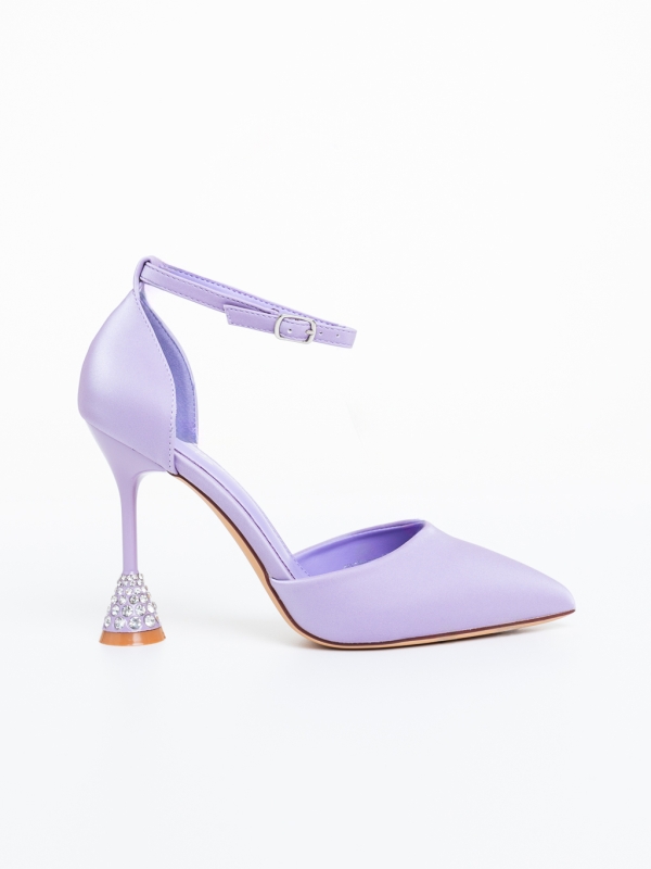 Pantofi dama cu toc mov din material textil Harisia, 5 - Kalapod.net