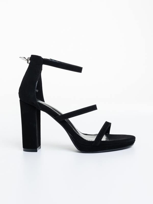 Sandale dama cu toc negre din material textil Anidia, 5 - Kalapod.net