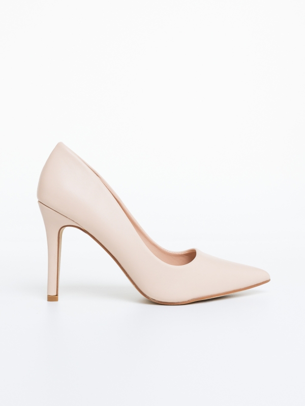 Pantofi dama cu toc bej din material textil Mirari, 5 - Kalapod.net