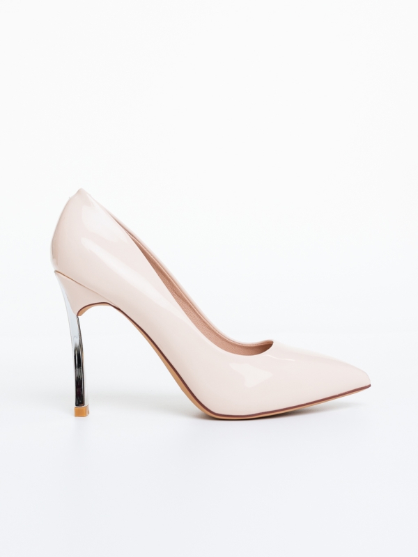 Pantofi dama cu toc nude din piele ecologica lacuita Adorina, 5 - Kalapod.net