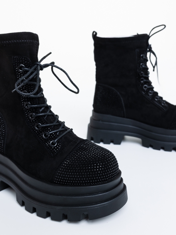 Ghete dama cu platforma negre din material textil Iraja, 6 - Kalapod.net