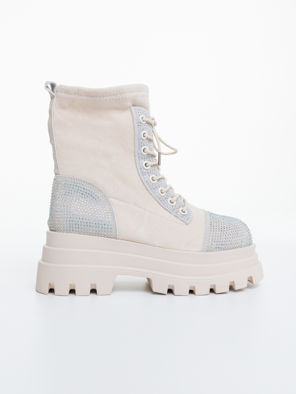 Ghete dama cu platforma bej deschis din material textil Iraja, 5 - Kalapod.net