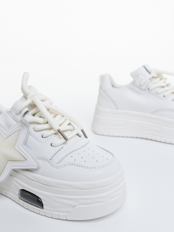 Pantofi sport dama albi din piele ecologica Verbana, 6 - Kalapod.net