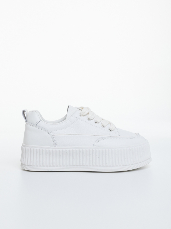 Pantofi sport dama albi  din piele ecologica Faunel, 5 - Kalapod.net