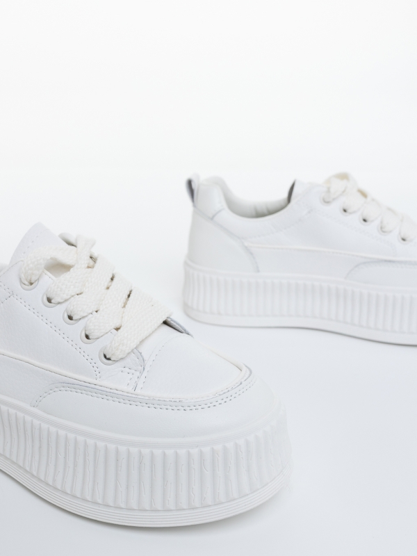 Pantofi sport dama albi  din piele ecologica Faunel, 6 - Kalapod.net
