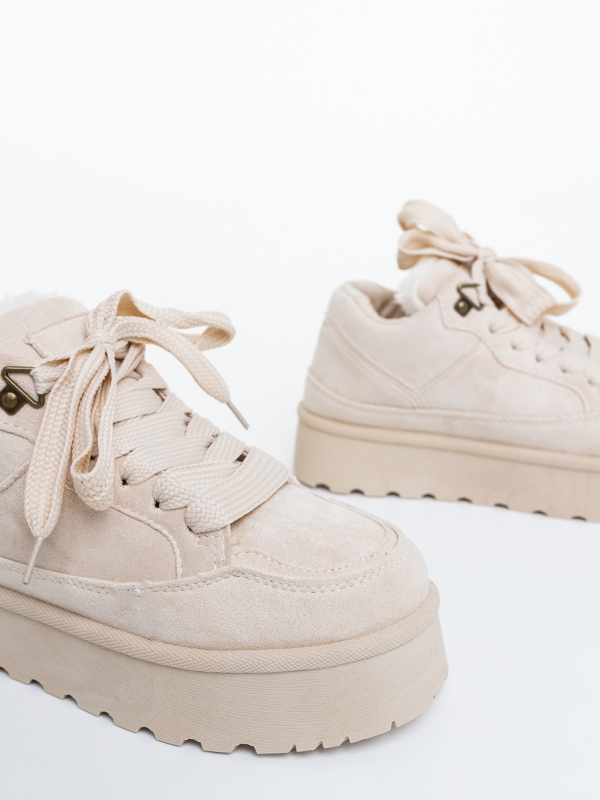 Ghete dama bej din material textil Kiara, 6 - Kalapod.net