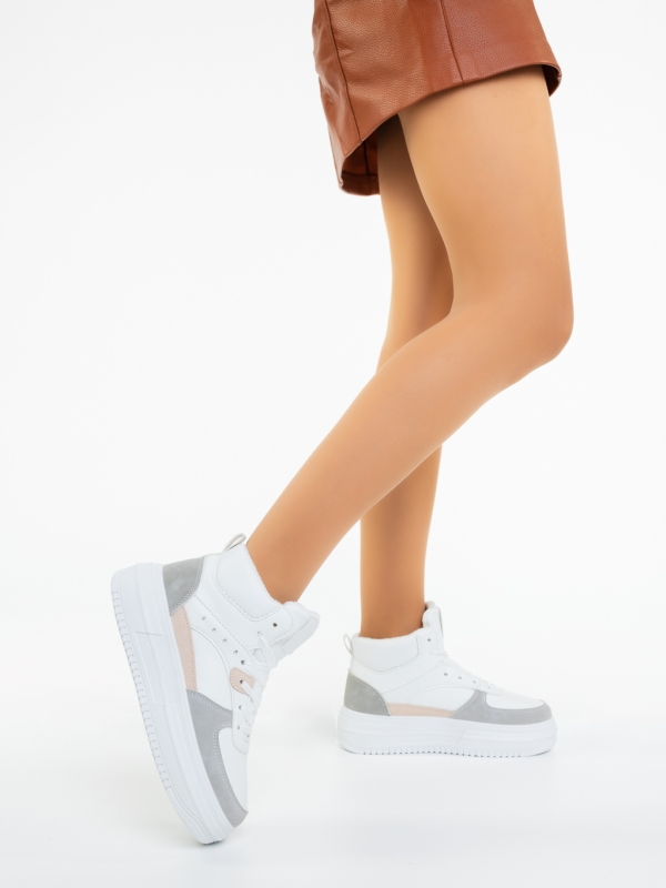 Ghete dama albe din piele ecologica Fiora, 2 - Kalapod.net