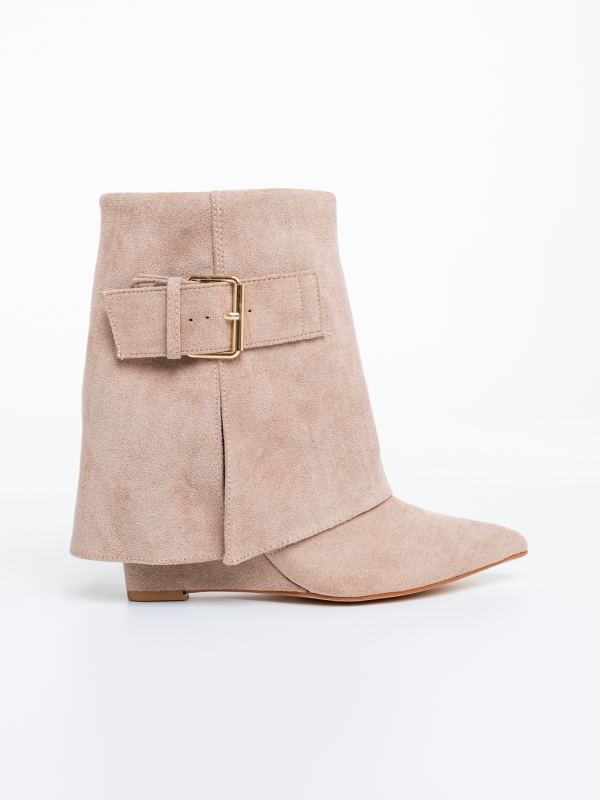 Botine dama cu platforma bej din material textil Kanika, 5 - Kalapod.net