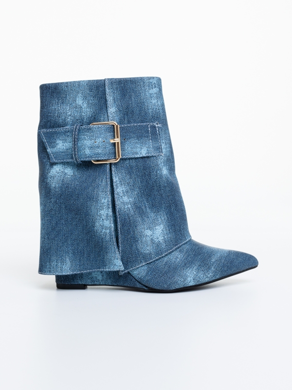 Botine dama cu platforma albastre din material textil Kanika, 5 - Kalapod.net