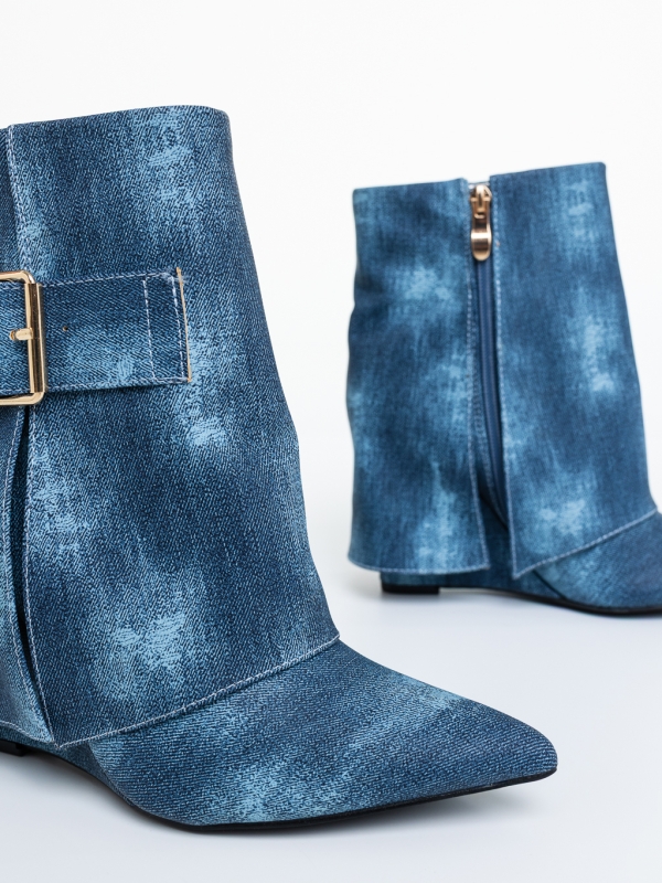 Botine dama cu platforma albastre din material textil Kanika, 6 - Kalapod.net