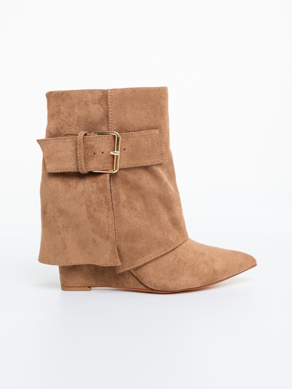 Botine dama cu platforma camel din material textil Kanika, 5 - Kalapod.net