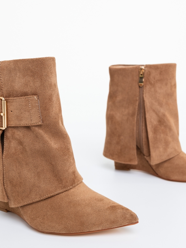 Botine dama cu platforma camel din material textil Kanika, 6 - Kalapod.net