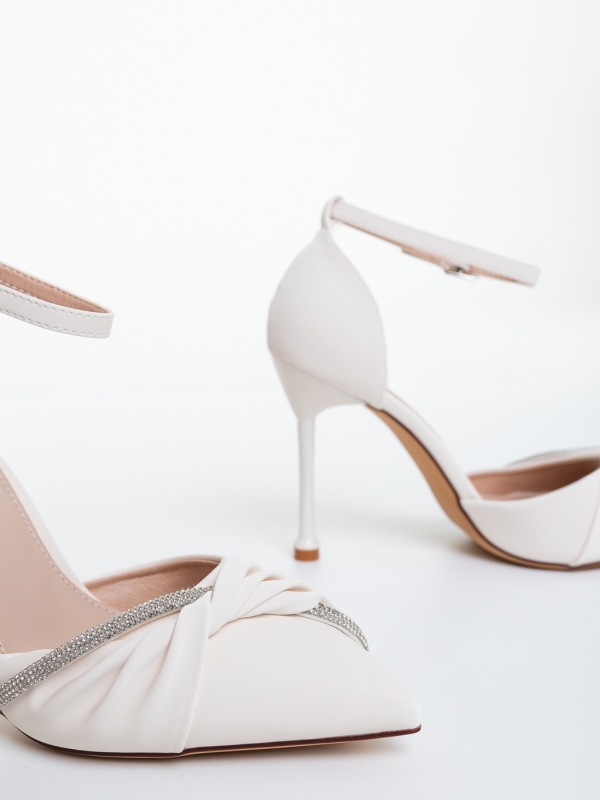Pantofi dama cu toc bej deschis din material textil Murena, 6 - Kalapod.net