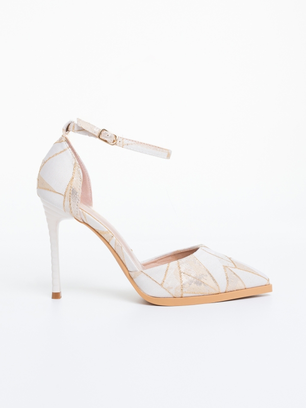 Pantofi dama cu toc sampanie din material textil Alura, 5 - Kalapod.net