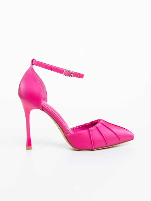 Pantofi dama cu toc roz din material textil Zerina, 5 - Kalapod.net