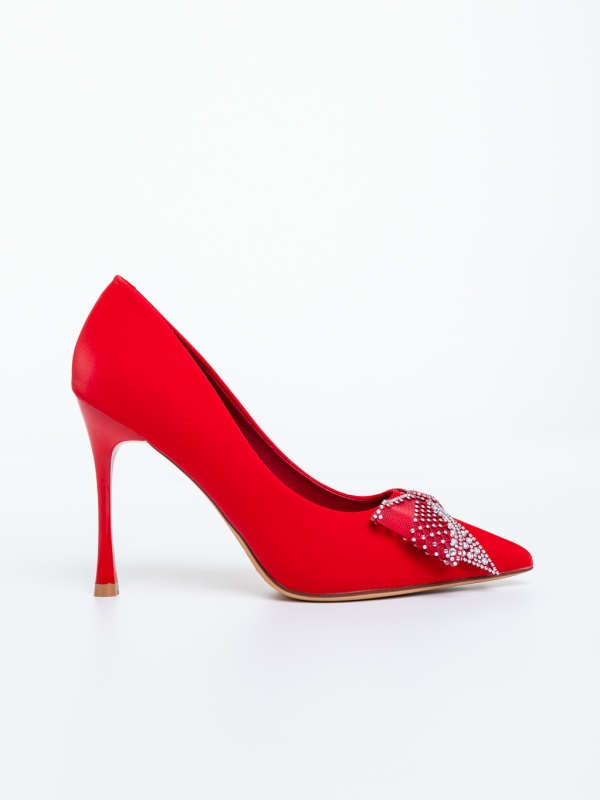 Pantofi dama cu toc rosii din material textil Hisoria, 5 - Kalapod.net