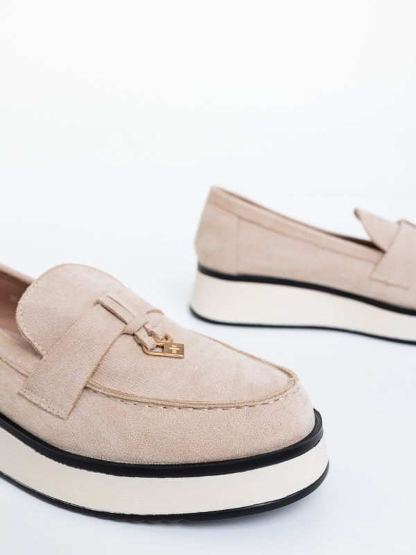 Mocasini dama bej din material textil Zaenda, 6 - Kalapod.net