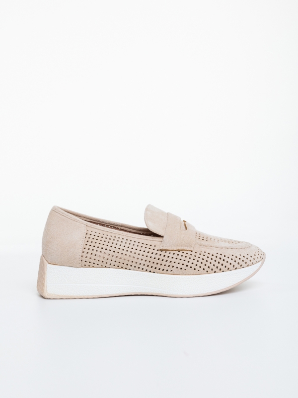 Mocasini dama bej din material textil Remura, 5 - Kalapod.net