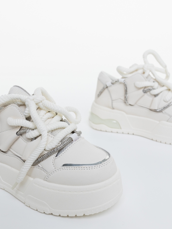 Pantofi sport dama albi din piele ecologica Dreoni, 6 - Kalapod.net