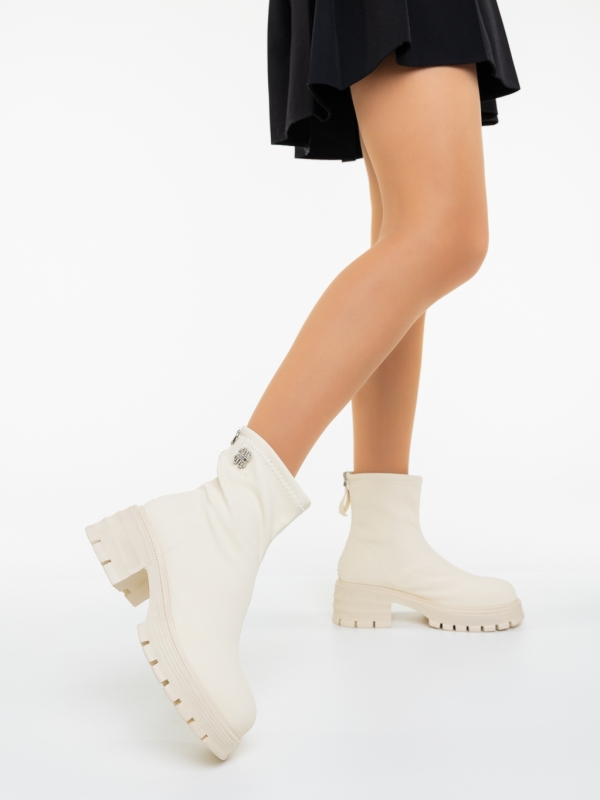 Ghete dama bej din piele ecologica Bhuvi, 2 - Kalapod.net