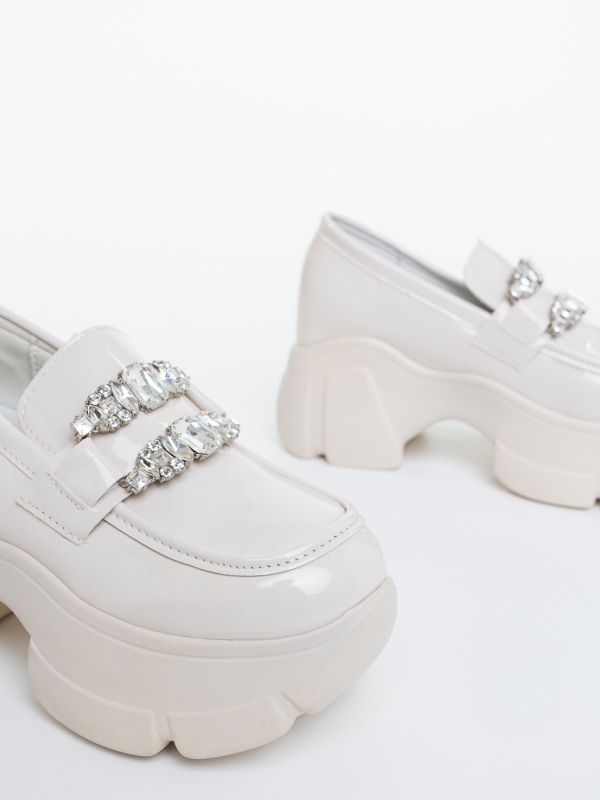 Pantofi  dama cu platforma bej din piele ecologica Lavanya, 6 - Kalapod.net