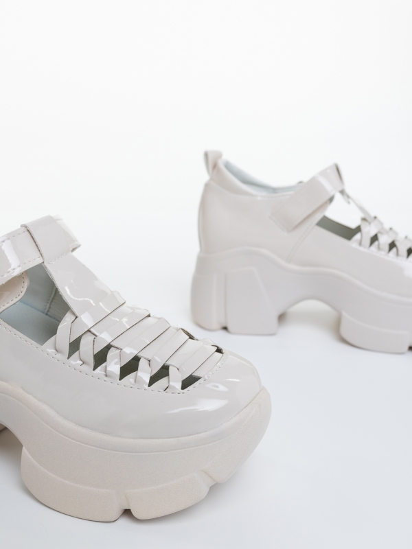 Pantofi dama cu platforma bej din piele ecologica Lasya, 6 - Kalapod.net
