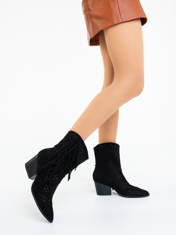 Botine dama negre din material textil Lekha, 3 - Kalapod.net