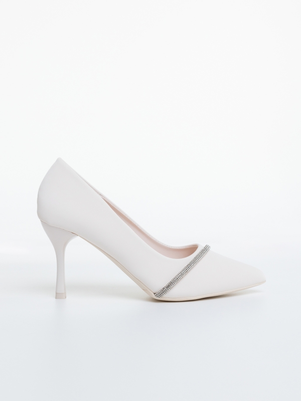 Pantofi dama cu toc bej din material textil Lamyna, 5 - Kalapod.net