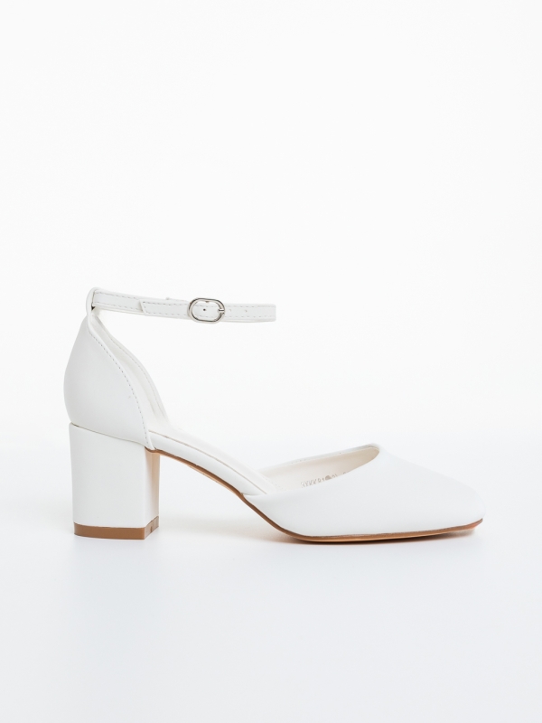 Pantofi dama albi cu toc din material textil Santura, 5 - Kalapod.net