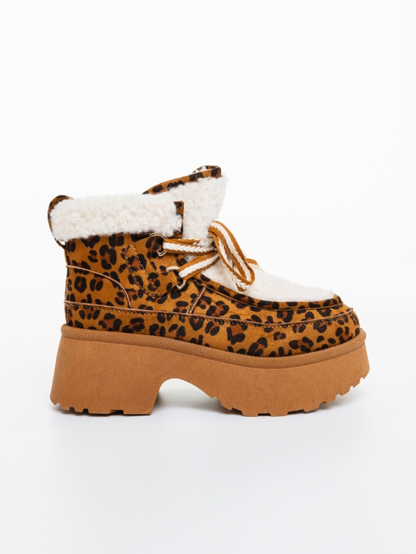 Ghete dama cu platforma camel din material textil Binita, 5 - Kalapod.net