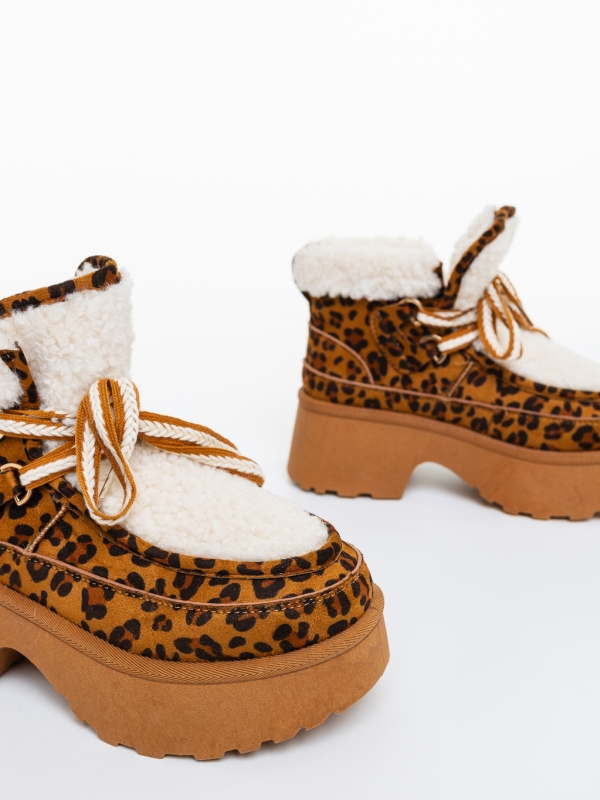 Ghete dama cu platforma camel din material textil Binita, 6 - Kalapod.net