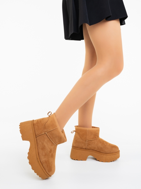 Ghete dama camel din material textil Divisha, 3 - Kalapod.net
