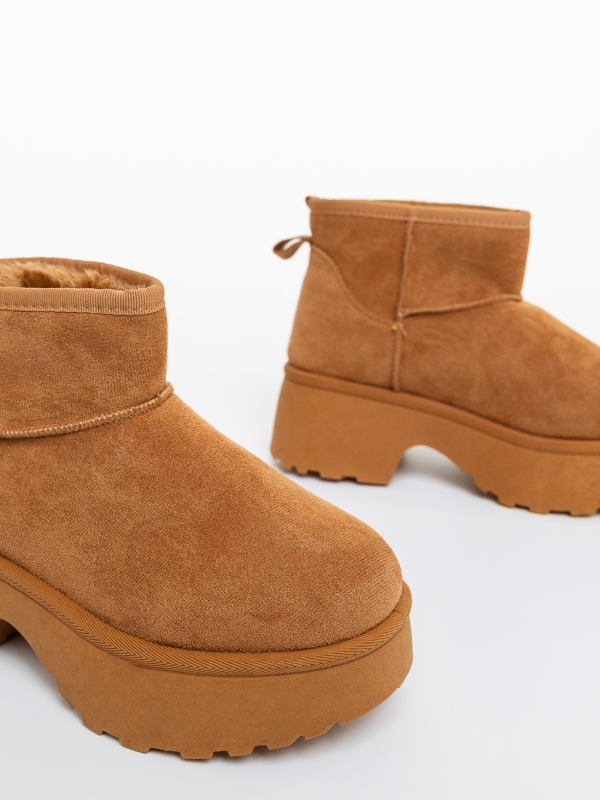 Ghete dama camel din material textil Divisha, 6 - Kalapod.net