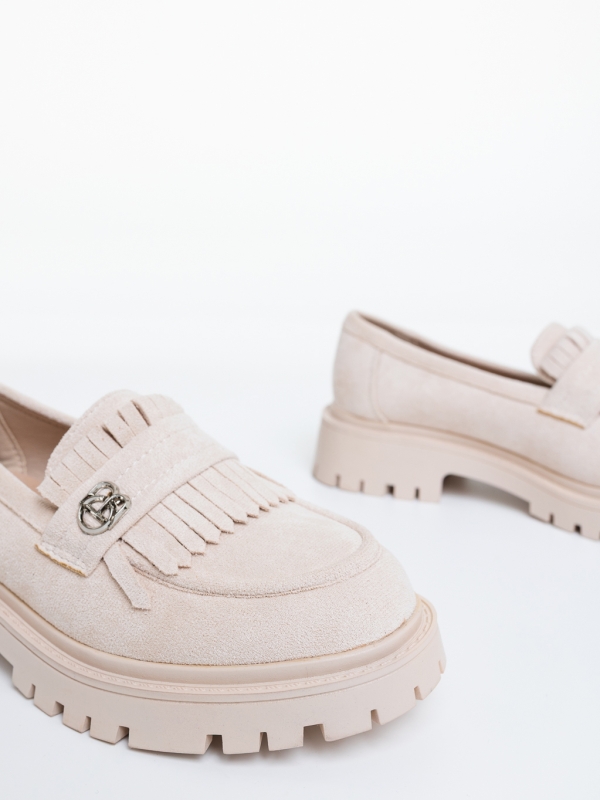 Mocasini dama bej din material textil Henia, 6 - Kalapod.net