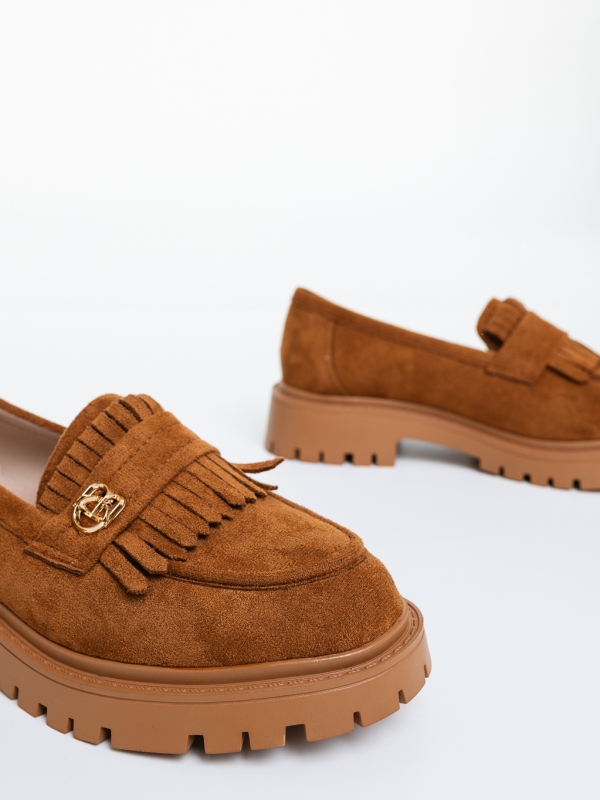 Mocasini dama camel din material textil Henia, 6 - Kalapod.net