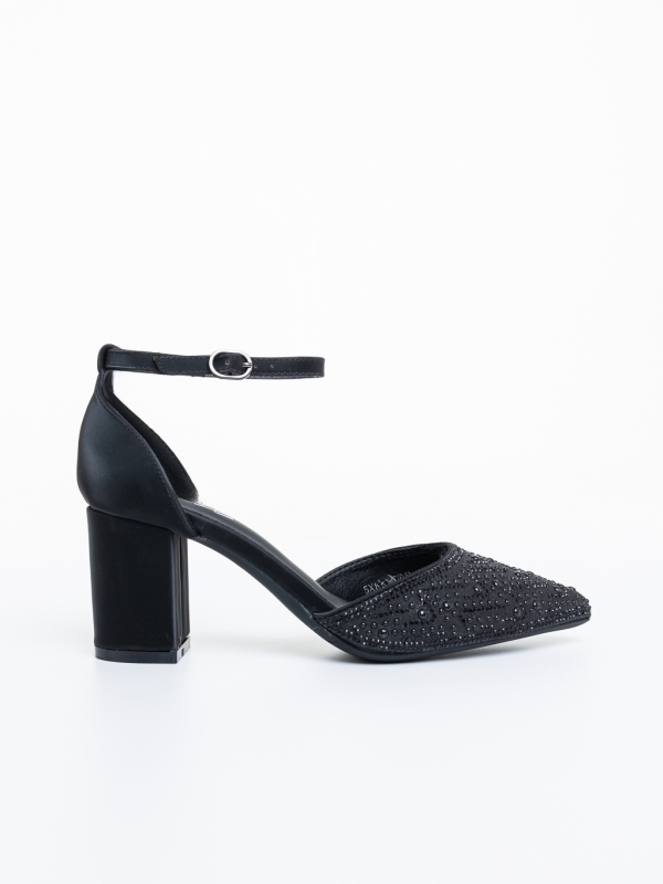 Pantofi dama cu toc negri din material textil Stassi, 5 - Kalapod.net