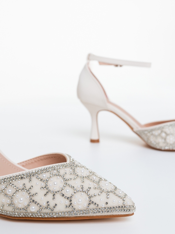 Pantofi dama cu toc bej din piele ecologica Amelita, 6 - Kalapod.net