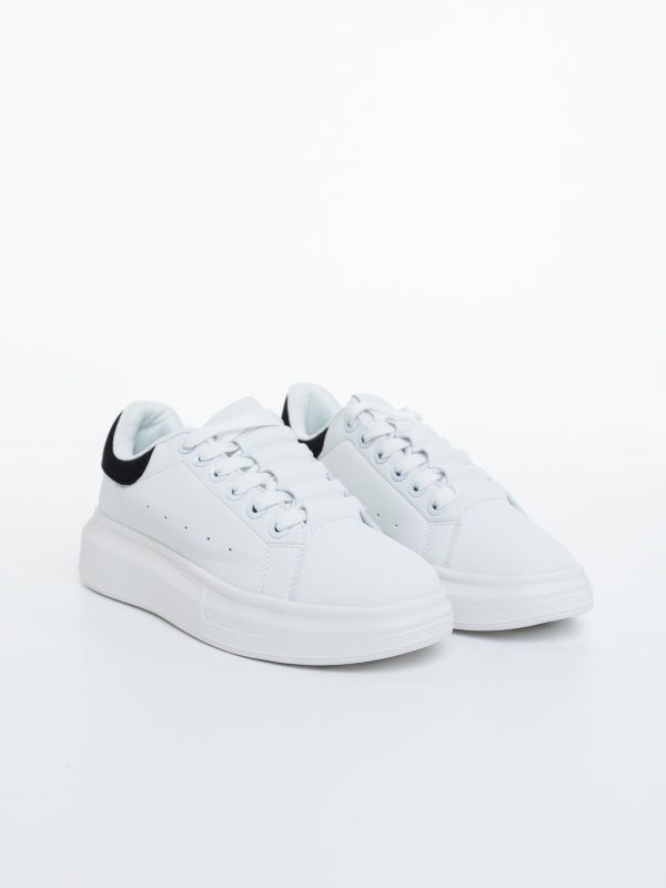 Pantofi sport barbati albi cu negru din piele ecologica Wilder, 3 - Kalapod.net