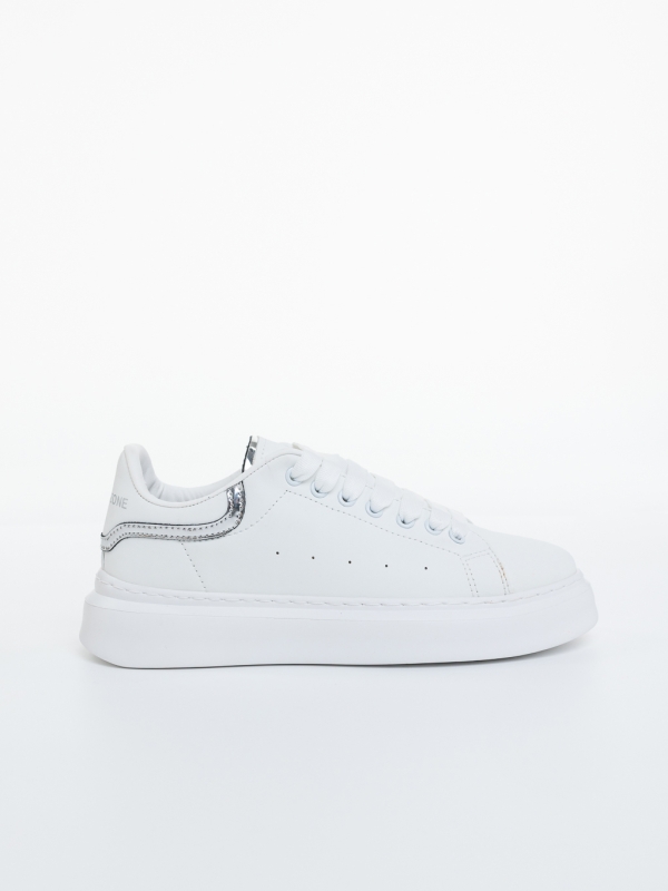 Pantofi sport barbati albi cu argintiu din piele ecologica Arjun - Kalapod.net