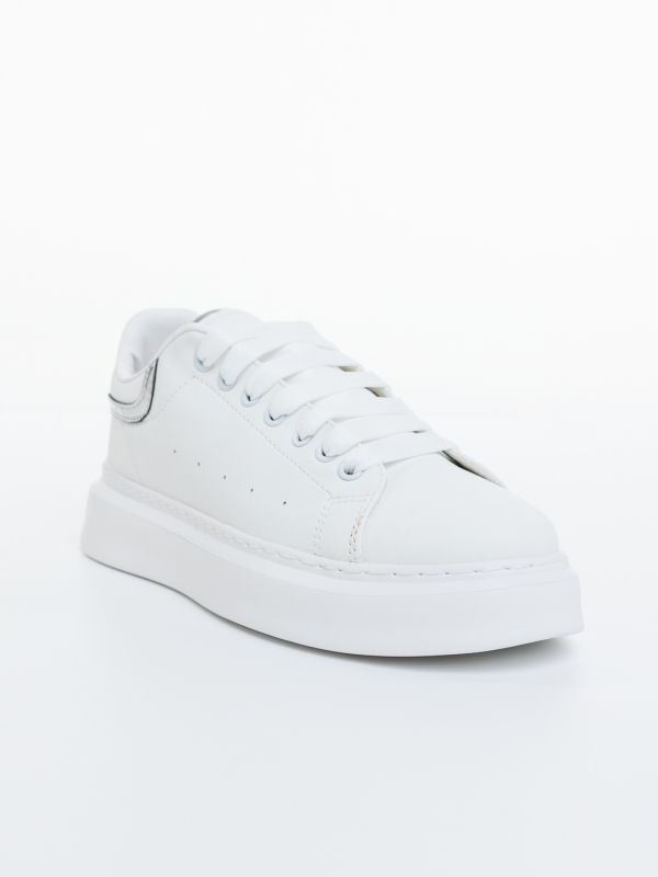 Pantofi sport barbati albi cu argintiu din piele ecologica Arjun, 2 - Kalapod.net