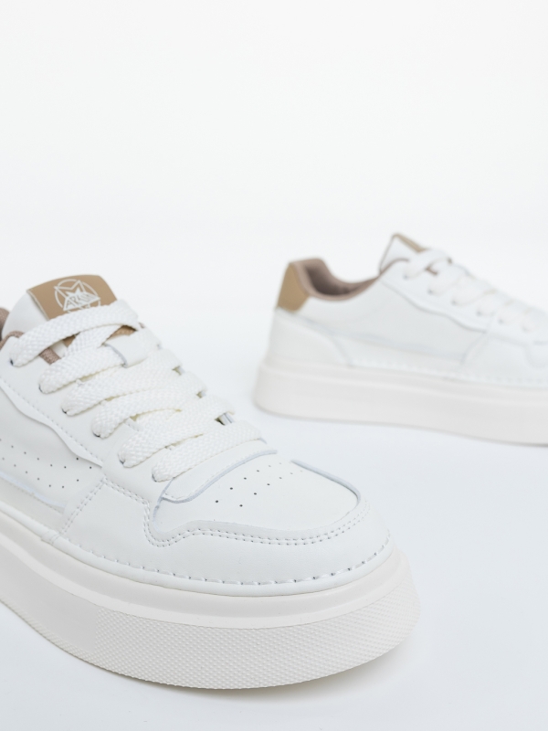 Pantofi sport barbati albi cu bej din piele ecologica Zeke, 4 - Kalapod.net