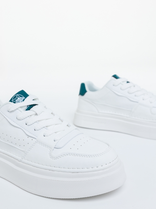 Pantofi sport barbati albi cu verde din piele ecologica Zeke, 4 - Kalapod.net