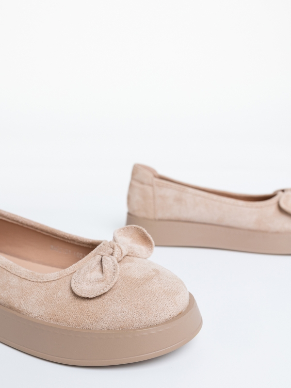 Balerini dama bej deschis din material textil Miasa, 6 - Kalapod.net