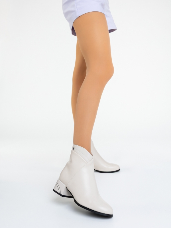 Botine dama cu toc bej din piele ecologica Dipalia, 2 - Kalapod.net