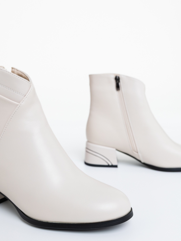 Botine dama cu toc bej din piele ecologica Dipalia, 6 - Kalapod.net