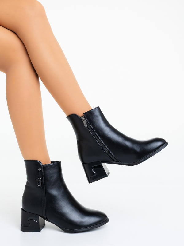 Botine dama cu toc negre din piele ecologica Varana, 4 - Kalapod.net