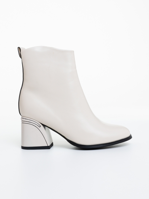 Botine dama cu toc bej din piele ecologica Aisha, 5 - Kalapod.net