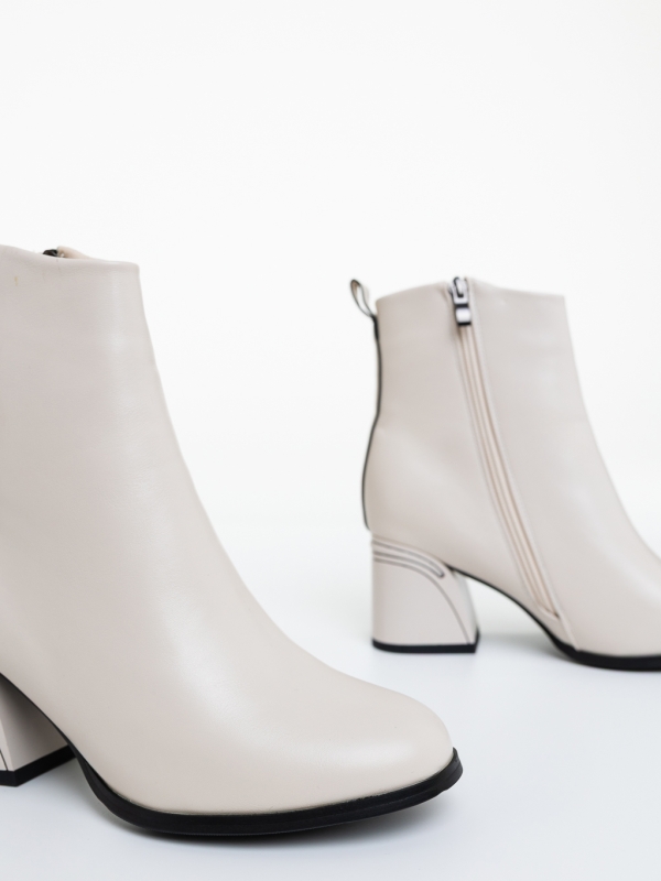 Botine dama cu toc bej din piele ecologica Aisha, 6 - Kalapod.net