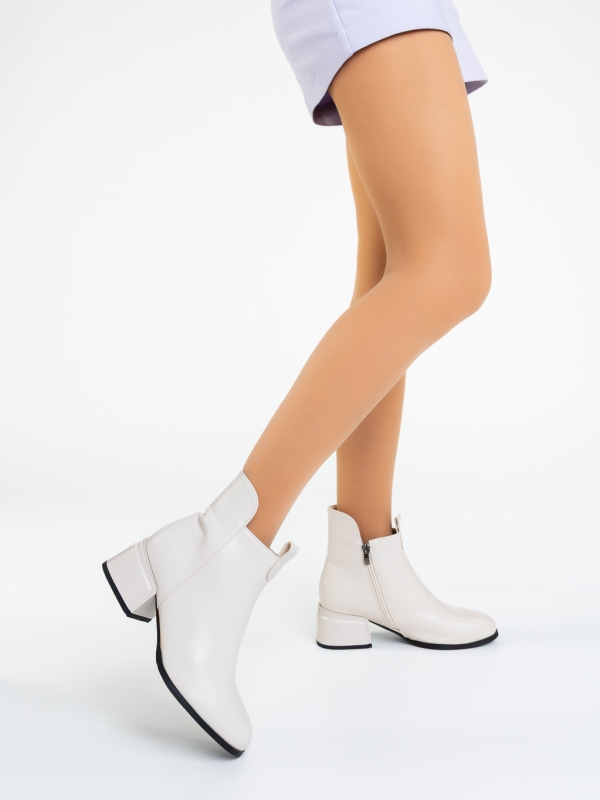 Botine dama cu toc bej din piele ecologica Ziana, 2 - Kalapod.net